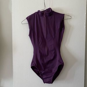 Dark purple 3/4 zip leotard